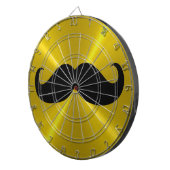 メタルおもしろい金ゴールド背景の黒い口ひげ ダーツボード (正面右)