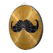 メタルおもしろい金ゴールド背景の黒い口ひげ ダーツボード (正面右)