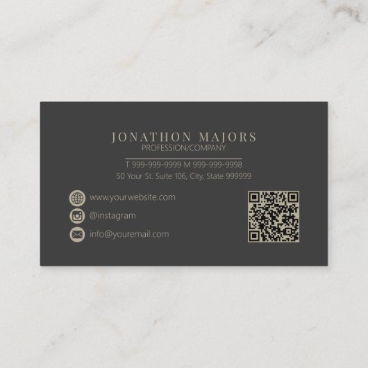 メタルおよび木目クロスハッチング灰色ID1041 名刺 (裏面)