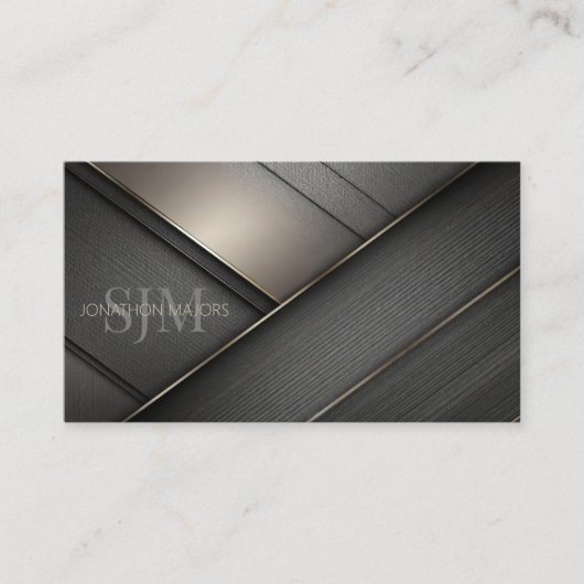 メタルおよび木目クロスハッチング灰色ID1041 名刺 (正面)