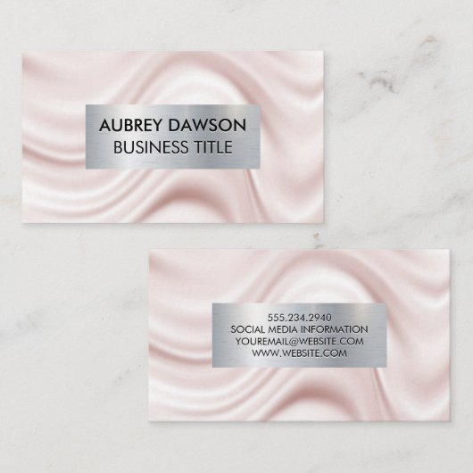 メタルのバナー |絹のカーテン生地 名刺 (正面/裏面)