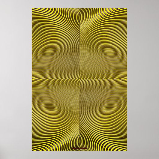 メタルの黄色の光学錯覚ウォールアートリッジ ポスター (正面)