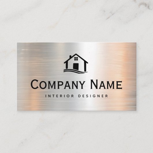 メタルはっきりしたインテリアデザイナのロゴの追加 名刺 (正面)