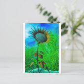メタルアートヒマワリカラフルの背景 ポストカード (スタンド正面)