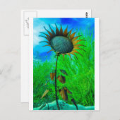 メタルアートヒマワリカラフルの背景 ポストカード (正面/裏面)