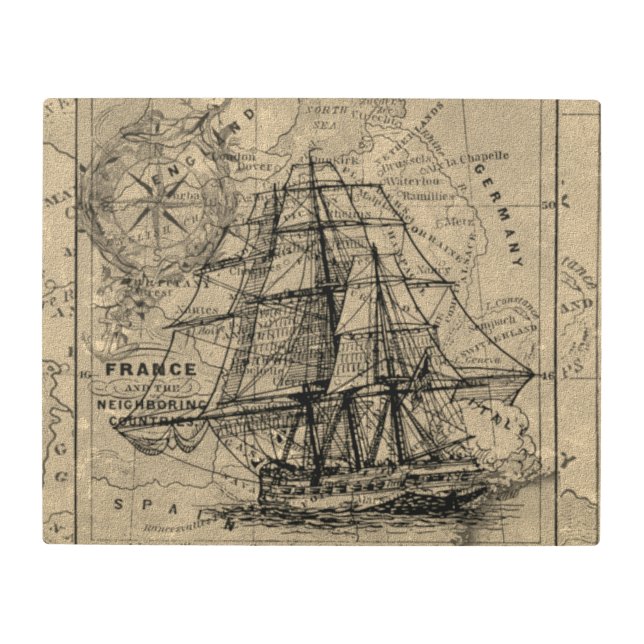 メタルアートヴィンテージセーリングスクーナー メタルプリント (正面)