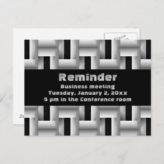 メタルウィーブビジネスミーティングのリマインダー ポストカード (正面/裏面)