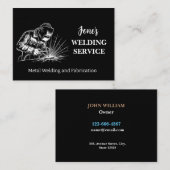 メタルウェルダー、ファブリケータ、コントラクトブラック&ホワイト 名刺 (正面/裏面)