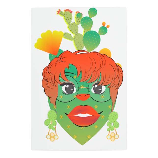 メタルウォールアートサボテン メタルプリント (正面)