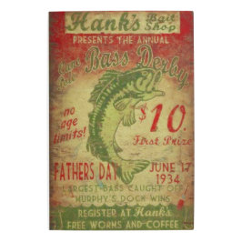 メタルウォールアートヴィンテージ魚釣り標識 メタルプリント