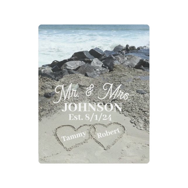 メタルウォールアート – 砂の2ハート メタルプリント (正面)