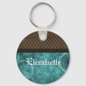 メタルギアスチームパンクキーチェーン、ティール(緑がかった色) キーホルダー (正面)