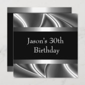 メタルクロム白黒スタイルシルバーメンズ30th 招待状 (正面/裏面)