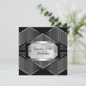 メタルクロム白黒スタイルシルバーメンズ30th 招待状 (スタンド正面)