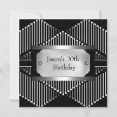 メタルクロム白黒スタイルシルバーメンズ30th 招待状 (正面)