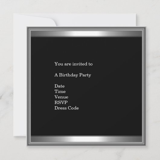 メタルクロム白黒スタイルシルバーメンズ35th 5 招待状 (裏面)