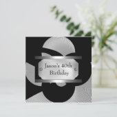 メタルクロム白黒スタイルシルバーメンズ40th 招待状 (スタンド正面)