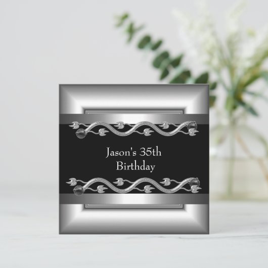 メタルクロム白黒スタイルシルバーメンズ40th 4 招待状 (スタンド正面)