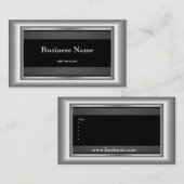 メタルクロームエレガントブラック&ホワイトスタイルシルバー 名刺 (正面/裏面)