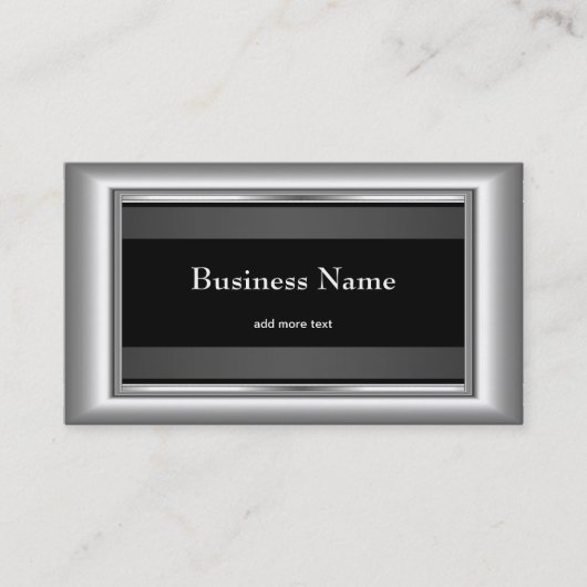 メタルクロームエレガントブラック&ホワイトスタイルシルバー 名刺 (正面)