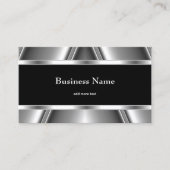 メタルクロームエレガントブラック&ホワイトスタイルシルバー 名刺 (正面)