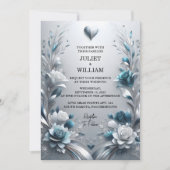 メタルグファンシーラム光沢のあるハイエンドシルバー結婚ズ 招待状 (正面)