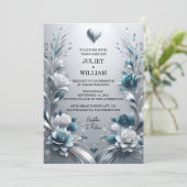 メタルグファンシーラム光沢のあるハイエンドシルバー結婚ズ 招待状 (スタンド正面)