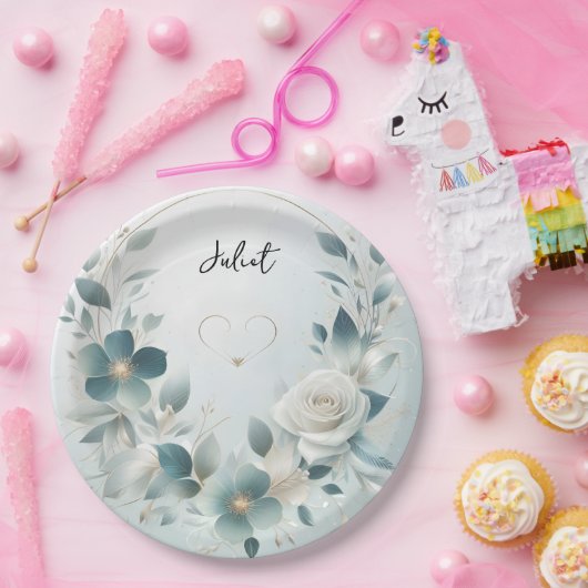 メタルグラムシャイニーハイエンドシルバーブライダルシャワー ペーパープレート (パーティー)