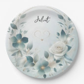 メタルグラムシャイニーハイエンドシルバーブライダルシャワー ペーパープレート (正面)