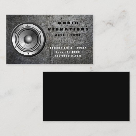 メタルグランジカーのオーディオステレオスピーカの設置 名刺 (正面/裏面)