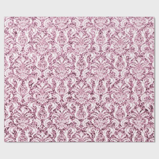 メタルグリッターピンクローズ金ゴールドホワイトダマスクエレガント ラッピングペーパー (フラット)