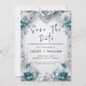 メタルグレームシャイニーハイエンドシルバー結婚ズ セーブザデート (正面)