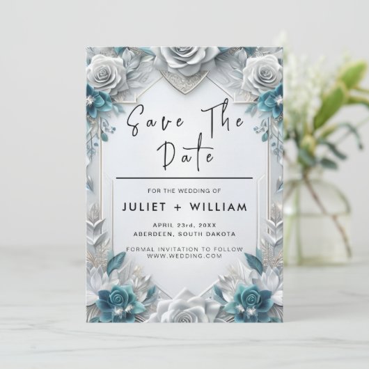 メタルグレームシャイニーハイエンドシルバー結婚ズ セーブザデート (スタンド正面)