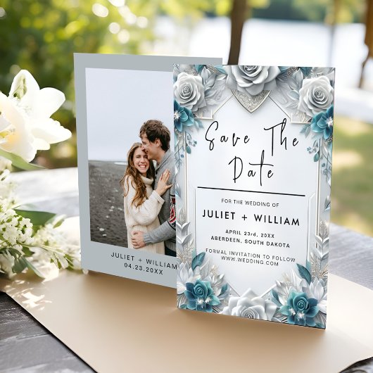 メタルグレームシャイニーハイエンドシルバー結婚ズ セーブザデート