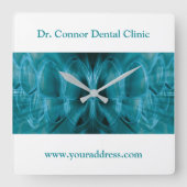 メタルグローブルー歯の歯科クリニック歯医者ギフト スクエア壁時計 (正面)