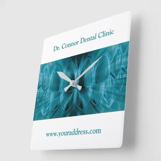 メタルグローブルー歯の歯科クリニック歯医者ギフト スクエア壁時計 (傾斜)