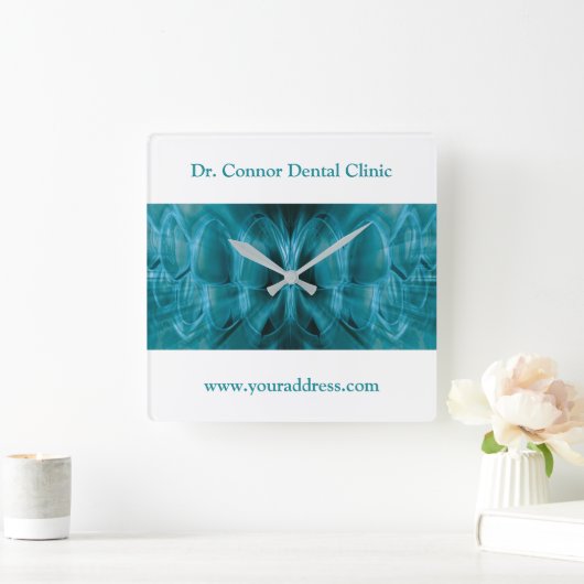 メタルグローブルー歯の歯科クリニック歯医者ギフト スクエア壁時計 (ホーム)