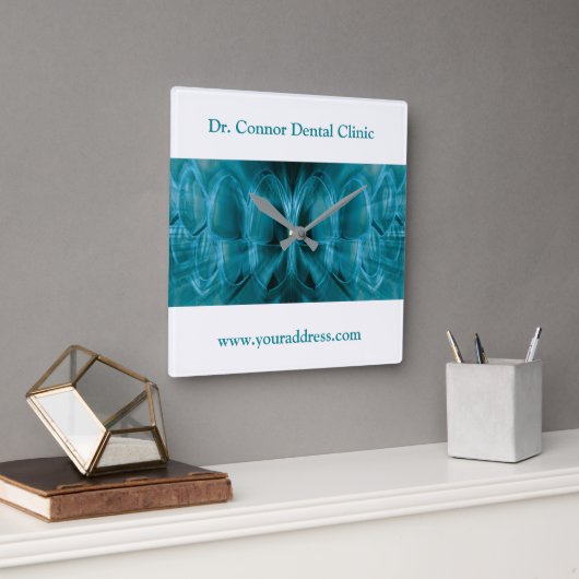 メタルグローブルー歯の歯科クリニック歯医者ギフト スクエア壁時計 (オフィス)