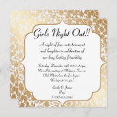 メタルゴールデンホワイトフローラガールズナイトアウト 招待状 (正面/裏面)
