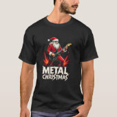 メタルサンタクロースのクリスマスロック転がクリスマスギター Tシャツ (正面)