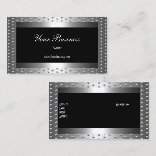 メタルシルバーはブラックエレガントクラシー 名刺 (正面/裏面)