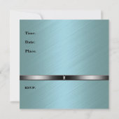 メタルシルバーグリーンメンズ40th誕生日パーティーマン 招待状 (裏面)