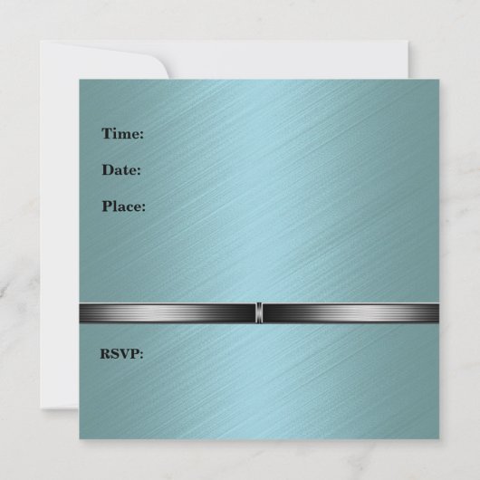 メタルシルバーグリーンメンズ40th誕生日パーティーマン 招待状 (裏面)