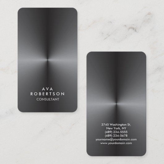 メタルシルバーグレーのコンサルタントマネージャ 名刺 (正面/裏面)