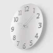 メタルシルバーグレーアラビア数字ミニマリズム ラージ壁時計 (傾斜)