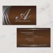 メタルシルバーグレーショコラ茶色モノグラム事業 名刺 (正面/裏面)