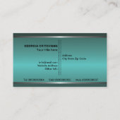 メタルシルバーグレーティール（緑がかった色）、目を引くモノグラム 名刺 (裏面)