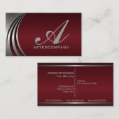 メタルシルバーグレーブルゴーニュレッド、モノグラム事業 名刺 (正面/裏面)