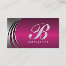 メタルシルバーグレー明るい赤紫色、目を引くモノグラム 名刺