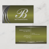 メタルシルバーグレー、オリーブグリーンモノグラム 名刺 (正面/裏面)